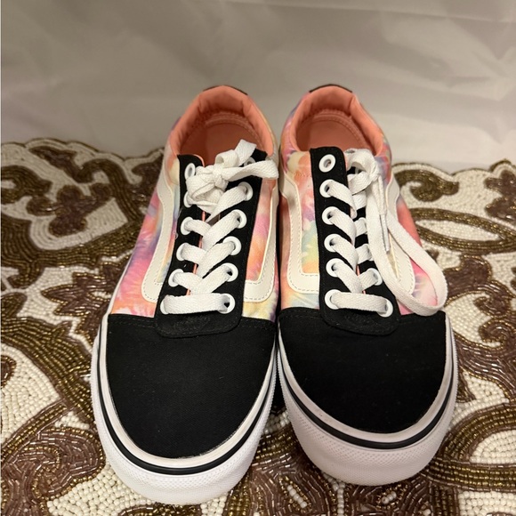 Vans Ward Women's Black and Multicolor Tie-Dye Sneakers, old skool, lace up - Picture 2 of 5